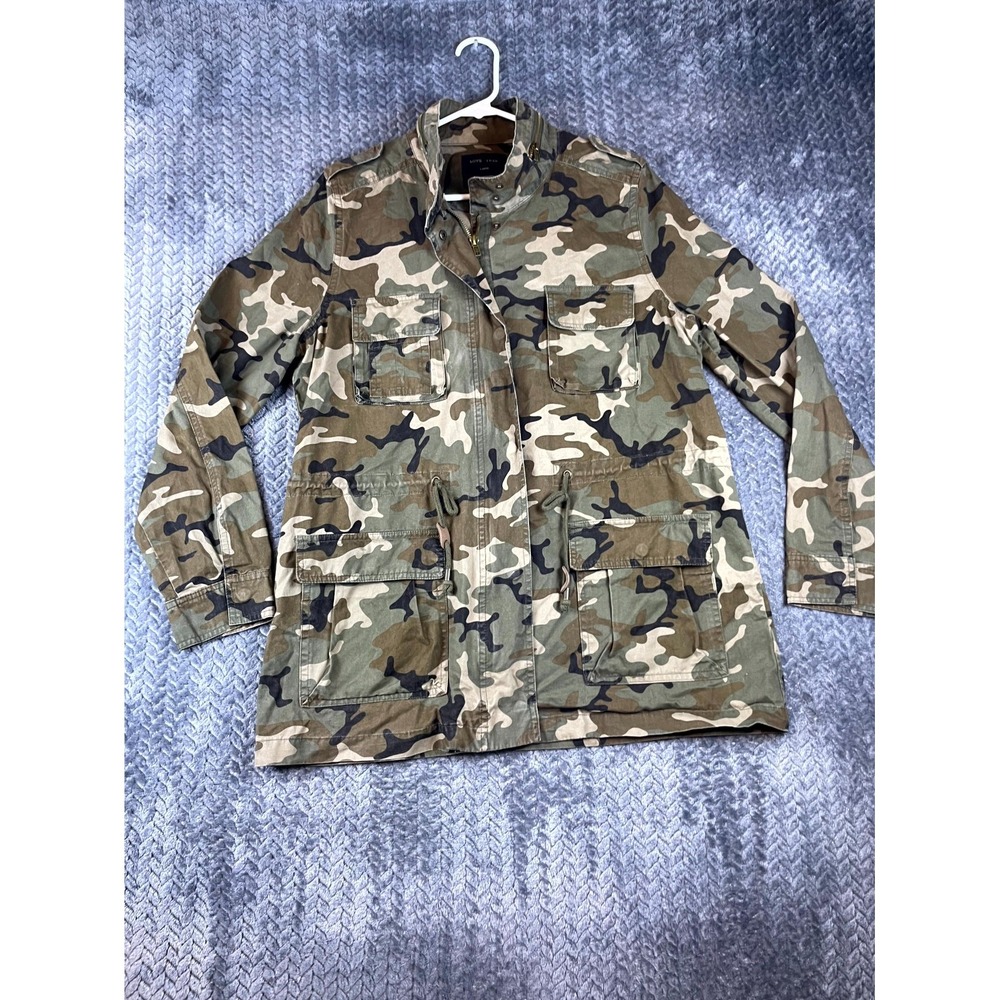 Love Tree Military Jacket Womens Large Multi Camouflage Utility Pockets Full Zip